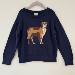 Pink Chicken Blue Rooster Wool Blend Oliver Sweater in Happy Dog in Navy, Size 8